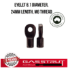 Eyelet 8.1 Diameter, 24mm Length, M6 thread -