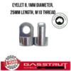 Eyelet 8.1mm Diameter, 25mm Length, M10 thread -