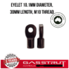 Eyelet 10.1mm Diameter, 30mm Length, M10 Thread -