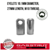 Eyelets 10.1mm Diameter, 27mm Length, M10 thread -