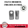 Eyelets 8.1mm Diameter, 27mm Length, M10 thread -