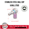 Stainless Steel Ball Cup 16mm Diameter, 35mm Length, M10x1.5 Thread - 16mm ball cups & studs